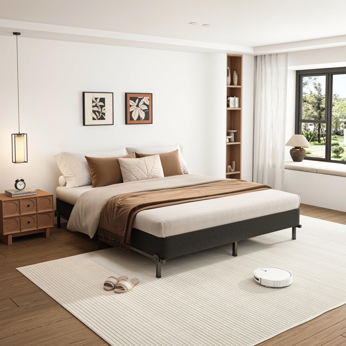 VIPSHOW 7 Inch King Metal Box Spring with Round Corners - 3000 lbs Capacity, High Profile Heavy Duty Mattress Foundation with Steel Slats, Noise-Free, Easy Assemble, Black VIPSHOW