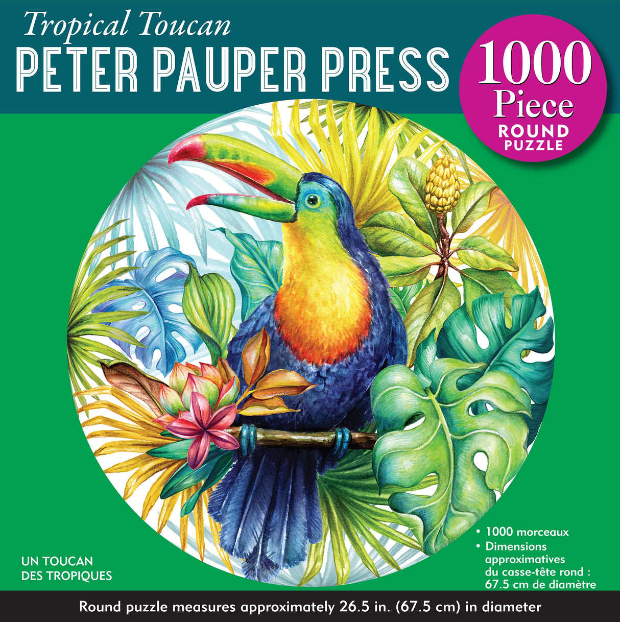 PETER PAUPER PRESS Tropical Toucan 1000 Piece Round Jigsaw Puzzle PETER PAUPER PRESS