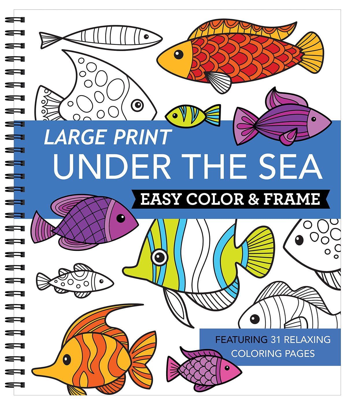 Large Print Easy Color & Frame - Under the Sea (Stress Free Coloring Book) WoodArtSupply