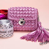 YarnArt Metallic Club Super Bulky T-Shirt Yarn - 100% Polyester, 6.35 oz / 180 gr, 60 yrds / 55 Meters - Shiny Colors for Handbags, Rugs, Chic Night Bags, Crochet (8116) YarnArt