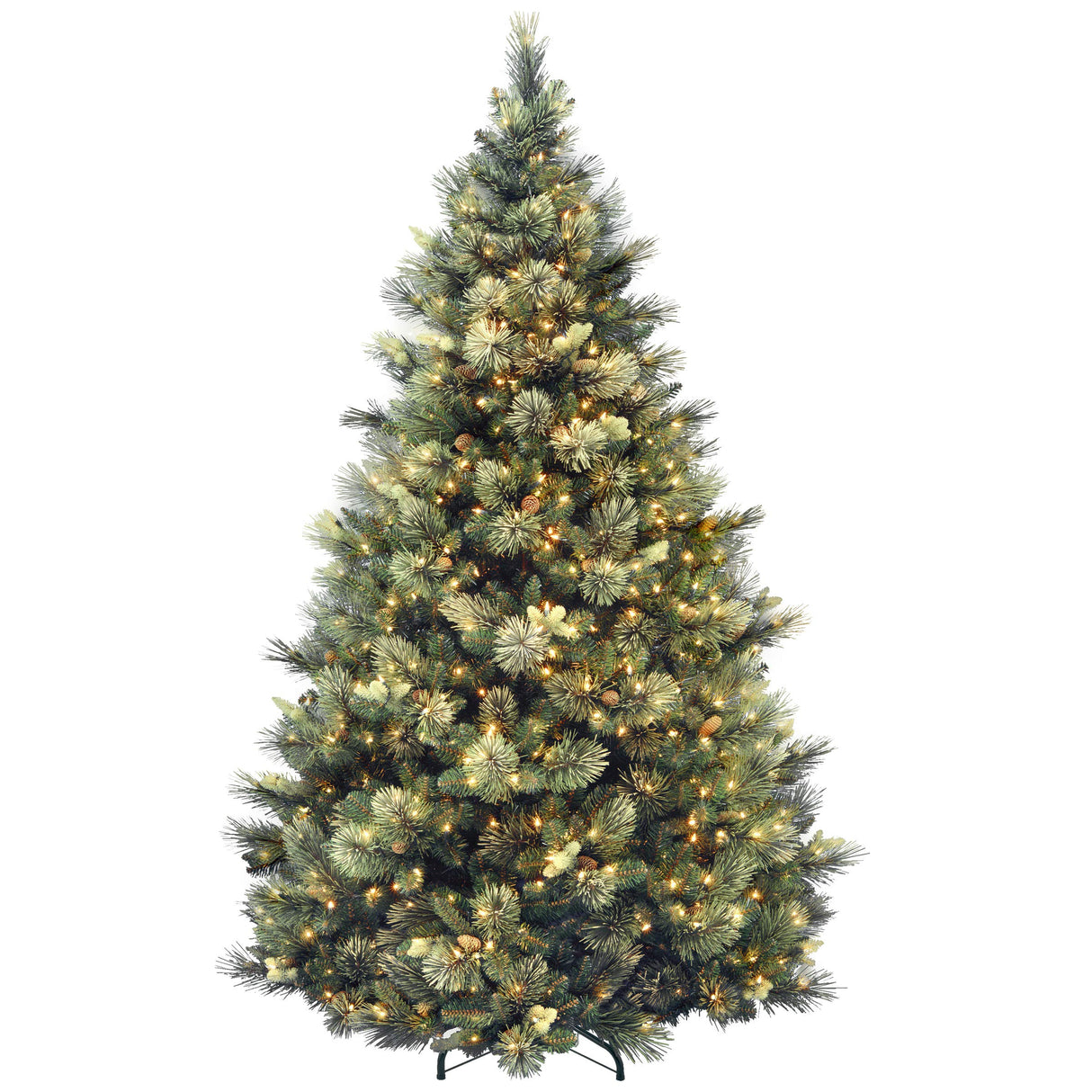 National Tree Company Carolina Pine 7.5 Foot Artificial Holiday Prelit Christmas Tree w/750 Clear Lights, Pinecones, 1399 Branch Tips and Metal Stand National Tree Company