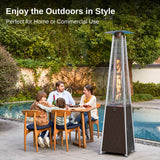 EAST OAK Pyramid Patio Heater, 48,000 BTU Outdoor Patio Heater, Quartz Glass Tube Propane Heater, Triple Protection System, With Wheels, Outdoor Heater for Commercial & Residential, Brown EAST OAK