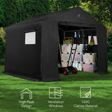 Best Choice Products 10x8ft Outdoor Storage Shed, Carport, Canopy Shelter, Dual Doors & Windows, Metal Frame, Weather-Resistant, Perfect for Storing Motorcycle, Bike, Garden Tools – Black Best Choice Products