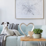 WHW Whole House Worlds Eternity Double Heart Figurine, Hand Cast Silver Aluminum, 8.75 Inches, Mango Wood Accents, Gallery Base WHW Whole House Worlds