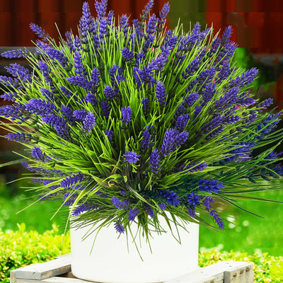 TSTWETO Artificial Plants Outdoor, 22 Pcs Fake Flowers UV Resistant Outdoor Fake Plants, Lavender Artificial Flowers Plastic Fake Faux Flowers Shrubs for Home Porch Garden Yard Window Box