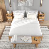 LOKO Bamboo Nightstands Set of 2, Wood Bedside Tables with Pull-Out Drawer & Storage Shelf, Simple Style End Tables for Bedroom, Living Room, Office, Study, Natural LOKO