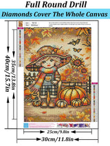 Fall Pumpkin Sunflower Leaf Diamond Art Kits for Adults, 5D Diamond Painting Kits for Adults Beginners, DIY Full Round Drill Diamond Dot Painting Gem Art Kits for Adult, Home Wall Decor 11.8x15.7 Inch VCLKDIY