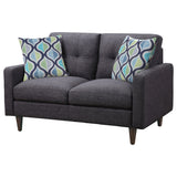Coaster Home Furnishings - Watsonville - Wood & Fabric - Upholstered Tufted Loveseat with Track Arms, and Accent Pillows - Living Room - Gray - 552002 Coaster Fine Furniture