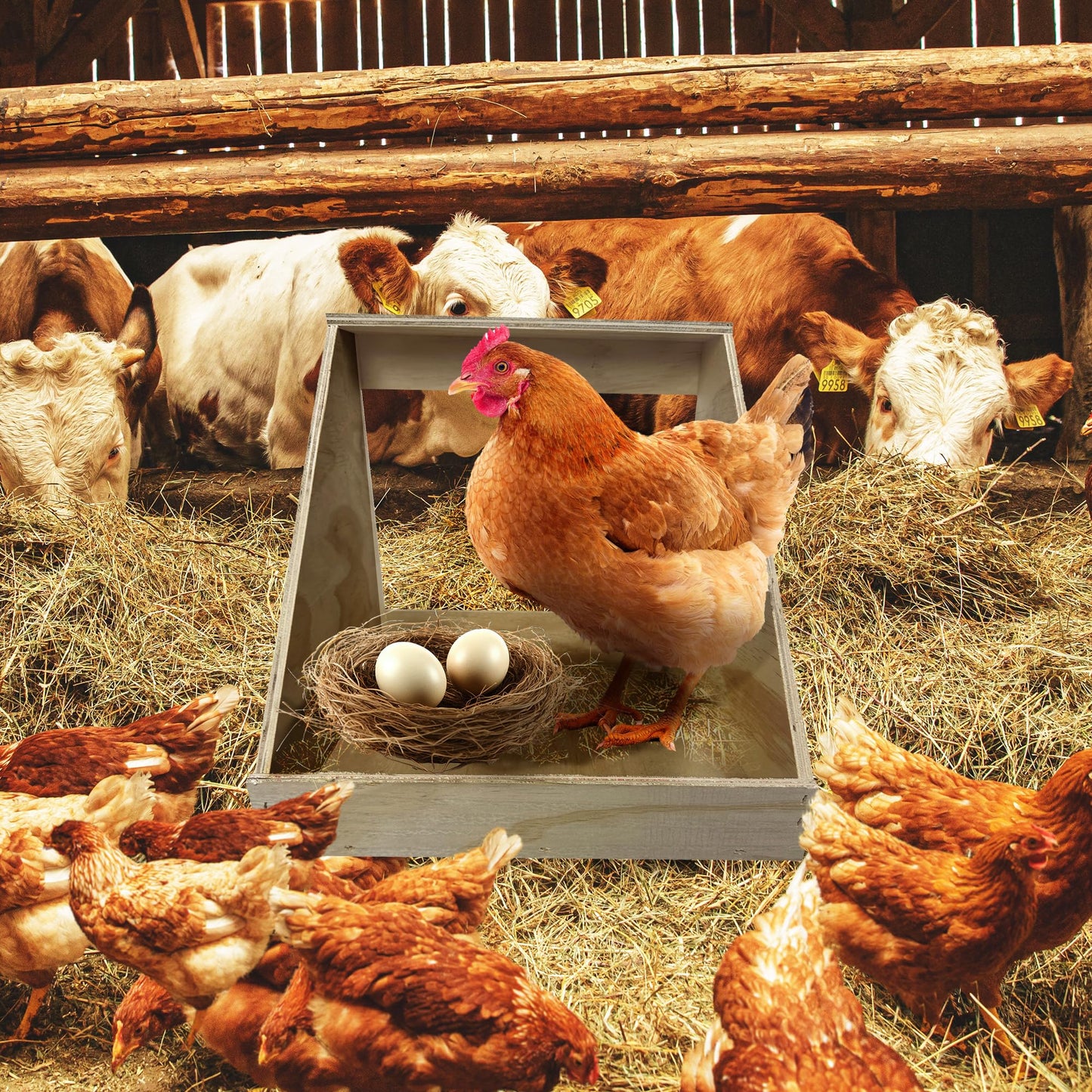 Farm Innovators Single Compartment Versatile Hand Crafted Fully Assembled Wood Nesting Box Coop Ideal for Chicken, Ducks, and Birds - WoodArtSupply