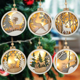 Joiedomi 6 Pcs LED Christmas Hanging Wooden Reindeer Ornaments, Christmas Light Up Ornament for Christmas Tree Decoration, Xmas Lighted Pretty Ornament, Presents, Party Supplies Decorations Joiedomi