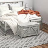 HOMCOM 30" Farmhouse Storage Chest, Lift Top Box Organizer with Safety Hinge to Open Up 100° for Bedroom, Entryway, Living Room, Gray Wood Grain HOMCOM