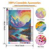 Offito Rainbow Sunset Diamond Art Kits for Adults, Mountains Lake Diamond Painting Kits for Beginners, Fantasy Landscape DIY Full Drill Dots Gem Art Paint for Home Wall Decor 12 x 16 Inch Offito