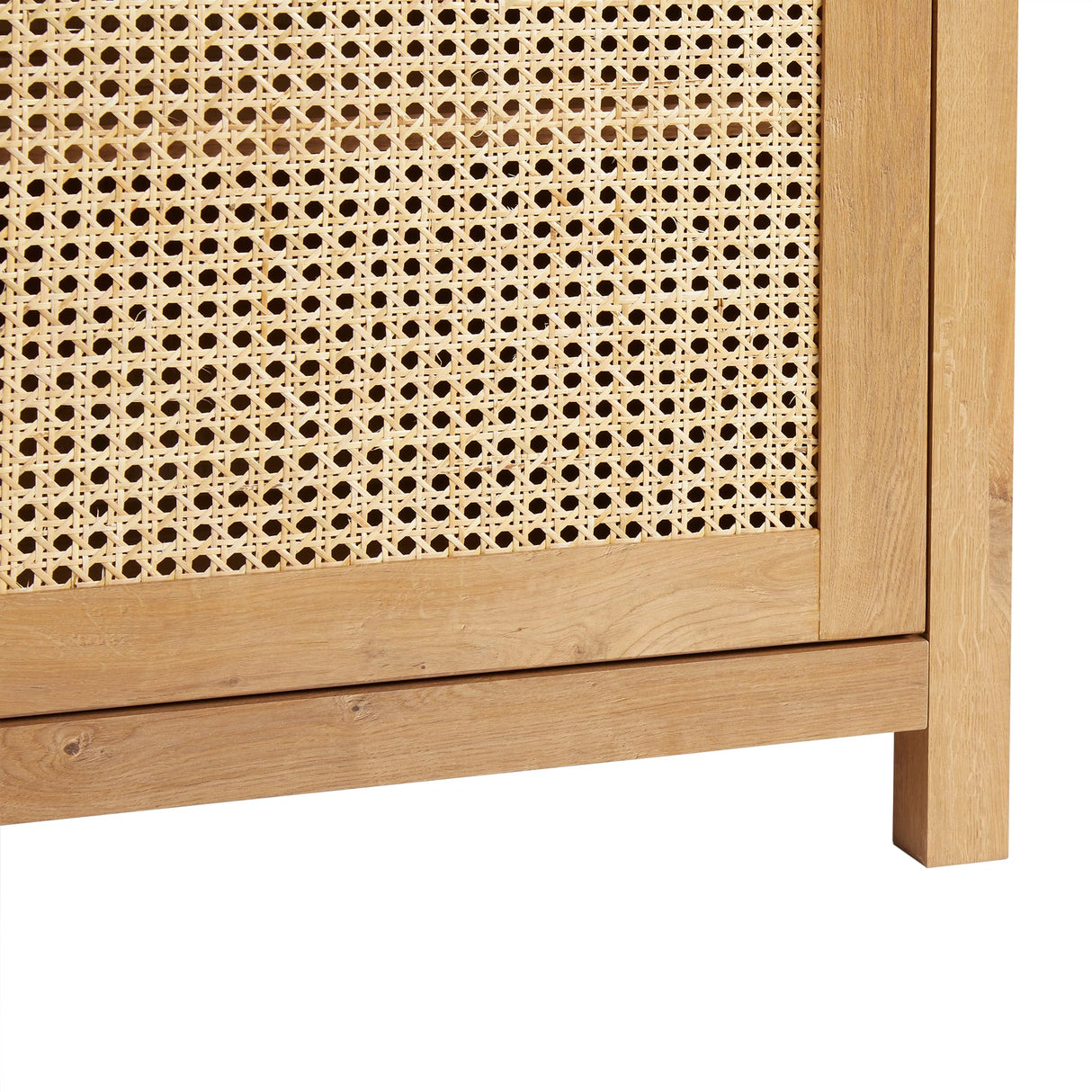 Walker Edison Boho Arched Rattan 2-Door Sideboard, 58 Inch, English Oak Walker Edison