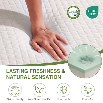 EGOHOME Full Size Memory Foam Mattress, 8 Inch Bed Mattress in A Box with Green Tea Cooling Gel, Pressure Relief Mattress with Medium Firm Support, CertiPUR-US Certified, 75''L x 54''W White