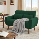 Portaforta 48" Small Loveseat Sofa, Mid Century Modern Love Seat Couch, 2 Seat Tufted Couches with Throw Pillows for Living Room, Apartment, Bedroom and Small Spaces, Green Portaforta