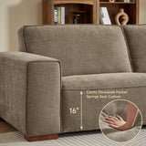 ONBRILL 90" Oversized Sofa, 23" Deep Seat Couch with Wide Arms, Chenille Fabric Couch w/Comfortable Cushion Back, Modern Upholstered Loveseat, Easy Assembly, Comfy Couch for Living Room, Office, Brown ONBRILL