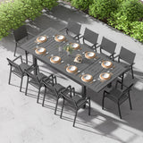 RoyalCraft Patio Expandable Table Dining Set for 4 to 10, Aluminum Outdoor Dining Table, Rectangular Patio Metal Table with Umbrella Hole for Backyard Porch, Deck ? Garden, Easy Assembly, Dark Grey RoyalCraft