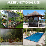 Windscreensupplyco 60-70% 10 FT X 12 FT Mesh Tarp/Shade Cloth 9-Needle Knitted Heavy Duty Black with Grommets for Green House, Garden, pergola, Pools, Dump Truck - MT1012BLKX1 WindscreenSupplyCo