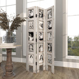 Deco 79 Wooden Partition Room Divider Screen Hinged Foldable Partition 3 Panel Privacy Screen with 15 Photo Slots, Room Partition 27" x 1" x 51", White Deco 79