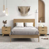 ELISA HOME Nordica 2 Drawer Nightstand with Charging Station, Drawer Slide Pre-Assembly, Nightstand for Bedroom, End Table, Sofa Side Table for Living Room, 15.7" D x 18.9" W x 21.2" H, Natural Oak ELISA HOME