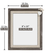 Sapowerntus 8x10 Picture Frames Rustic Wood Farmhouse Cute Heart Love Solid Wooden Family Photo Frame Lace Bow Glass Boho Wall Decor Hanging Tabletop Kids Mom Mother Wedding Gift Sapowerntus