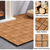 Yaheetech 54pcs Hardwood Interlocking Patio Deck Tiles Acacia Waterproof Wood Flooring Tiles for Patio Garden Poolside, 12'' x12'' Indoor Outdoor Use All Weather Yaheetech