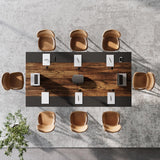Tribesigns Conference Table, 78.7" W x 39.4" D Meeting Seminar Table, Large Rectangle Computer Desk, Boardroom Desk for Office Meeting Conference Room, Rustic Brown/Black Tribesigns