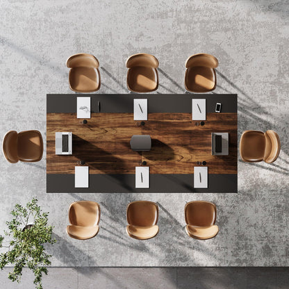 Tribesigns 6FT Conference Table, 78.7" W x 39.4" D Meeting Seminar Table, Large Rectangle Computer Desk, Boardroom Desk for Office Meeting Conference Room, Rustic Brown/Black - WoodArtSupply