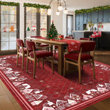 Christmas Area Rug 5x7 for Bedroom Living Room Non Slip Large Dining Room Holiday Decor Throw Carpet Washable Rugs Xmas Decoration Bordered Area Rugs Bordered Carpet for Nursery Kitchen, Red GarveeHome