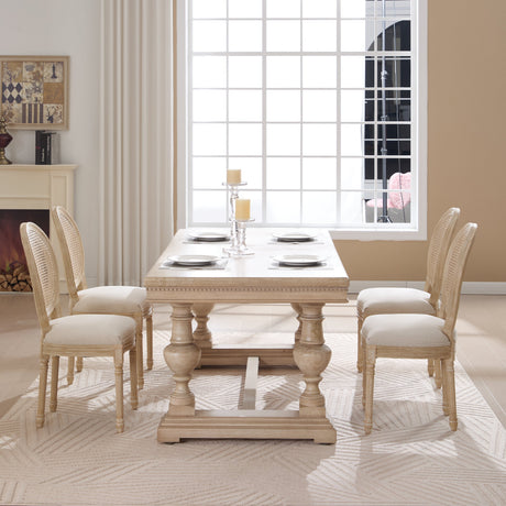French Country Dining Chairs Set of 2 Upholstered with Rattan Back HouseOfZazla