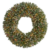 Nearly Natural 5ft. Giant Flocked Artificial Christmas Wreath with 280 Multicolored Lights and Pine Cones Nearly Natural