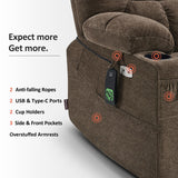 MCombo Dual Motor Power Lift Recliner Chair with Massage and Dual Heating for Elderly, Lay-Flat for Sleeping, Extra Wide for Big and Tall, Fabric R7070 (Coffee) MCombo