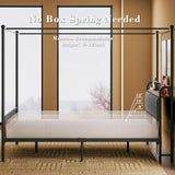 LIKIMIO Canopy Bed Frame Full, Storage Headboard with Charging Station, Platform Bed with 4 Removable Sturdy Posts, Noise Free, No Box Spring Needed, Vintage Brown LIKIMIO