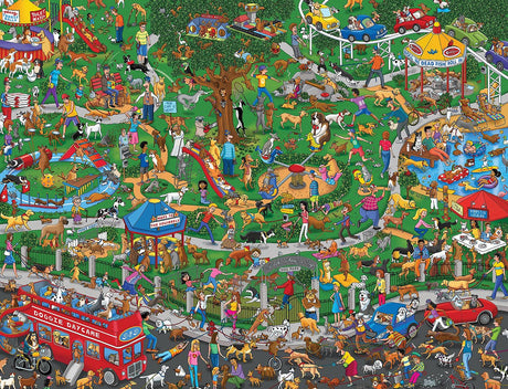 Springbok - The Dog Park - 500 Piece Jigsaw Puzzle- Cartoon Illustration of Dog Park by Steven Skelton Springbok