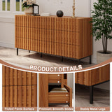 UEV 59" Fluted Dresser with 9 Drawers, 9 Drawer Dressers for Bedroom, Mid Century Modern Fluted Dresser, Long Chest of Drawers TV Stand for Living Room, Hallway (Natural Wood) UEV