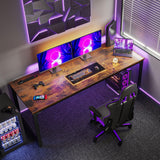 Coleshome 71 Inch Computer Desk with USB Ports, Large Office Desk, Long Study Student Writing Desk, Rustic Brown Coleshome