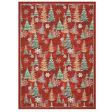 GarveeHome Red 8x10 Christmas Rug Living Room Rug Non Slip Washable Stain Resistant 8x10 Washable Rugs Christmas Tree Snow Print Low Pile Soft Holiday Decor Carpet for Bedroom Laundry Room GarveeHome