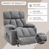 Massage Rocker Recliner Chair with Heat and Vibration Ergonomic Rocking Lounge Chair for Living Room Comfy Overstuffed Recliner with 4 Side Pockets,2 Cup Holders, USB Charge Port, Grey jonpony