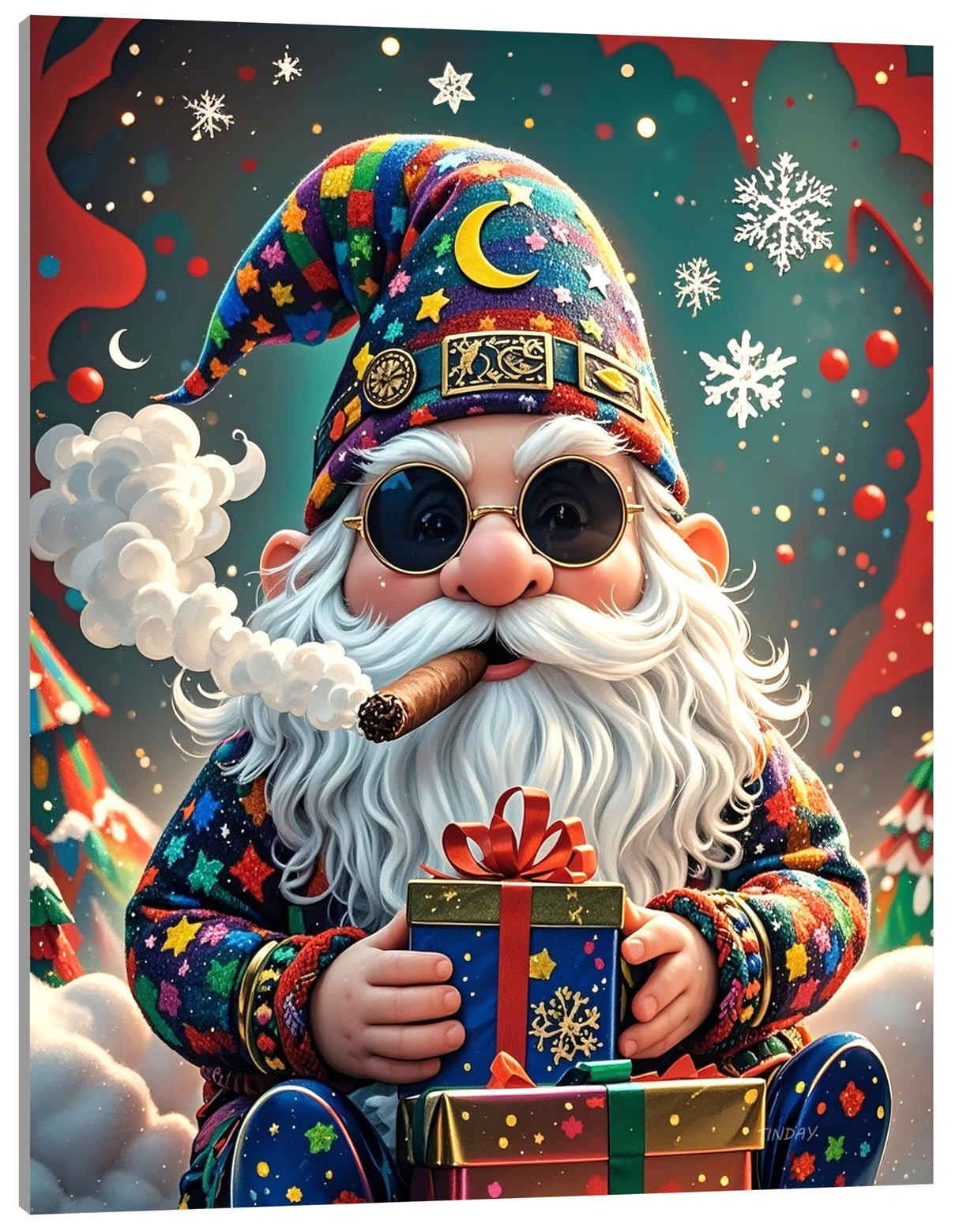 TINDAY Paint by Numbers Kit for Adults Beginner Paint by Number for Adult Gnome Painting by Number for Adults Painting Kits for Adult Christmas Canvas Art Home Decor Santa Claus Wall Art 16x20 in TINDAY