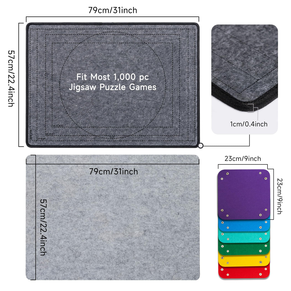 Becko US Jigsaw Puzzle Board with 6 Sorting Trays & Felt Cover, Foldable Puzzle Mat with Auxiliary Lines for Puzzle Storage Saver, Lightweight & Portable, for 1000 750 500 Piece Jigsaws Puzzles Becko US