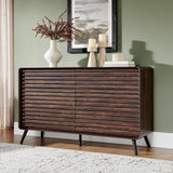 RedLemon 6 Drawers Dresser for Bedroom, 54'' Wide Mid Century Modern Wood Fluted Double Dresser, Chest of Drawers with Tapered Leg for Bedroom, Living Room, Hallway, Closet, Dark Walnut RedLemon