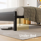 FOUBAM Twin Size Bed Frame with LED Lights and Charging Station, Bed with Storage Headboard,Heavy Duty Metal Slats Support,Mattress Foundation Easy Assembly(Black) FOUBAM