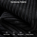 ovios 104" Cloud Sectional Couch with L-Shape Chaise,Modern Modular Sofa with Deep Seat, Upholstered Couches for Living Room Bedroom,No Assembly Required, Black (Corduroy Fabric) ovios