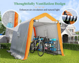 AMERLIFE 6x8x6.6 FT Heavy Duty Portable Shed Storage Shelter, Outdoor Storage Shed with 2 Waterproof Windows & Roll-up Zipper Door, Carport for Motorcycle, Bike, Grey AMERLIFE