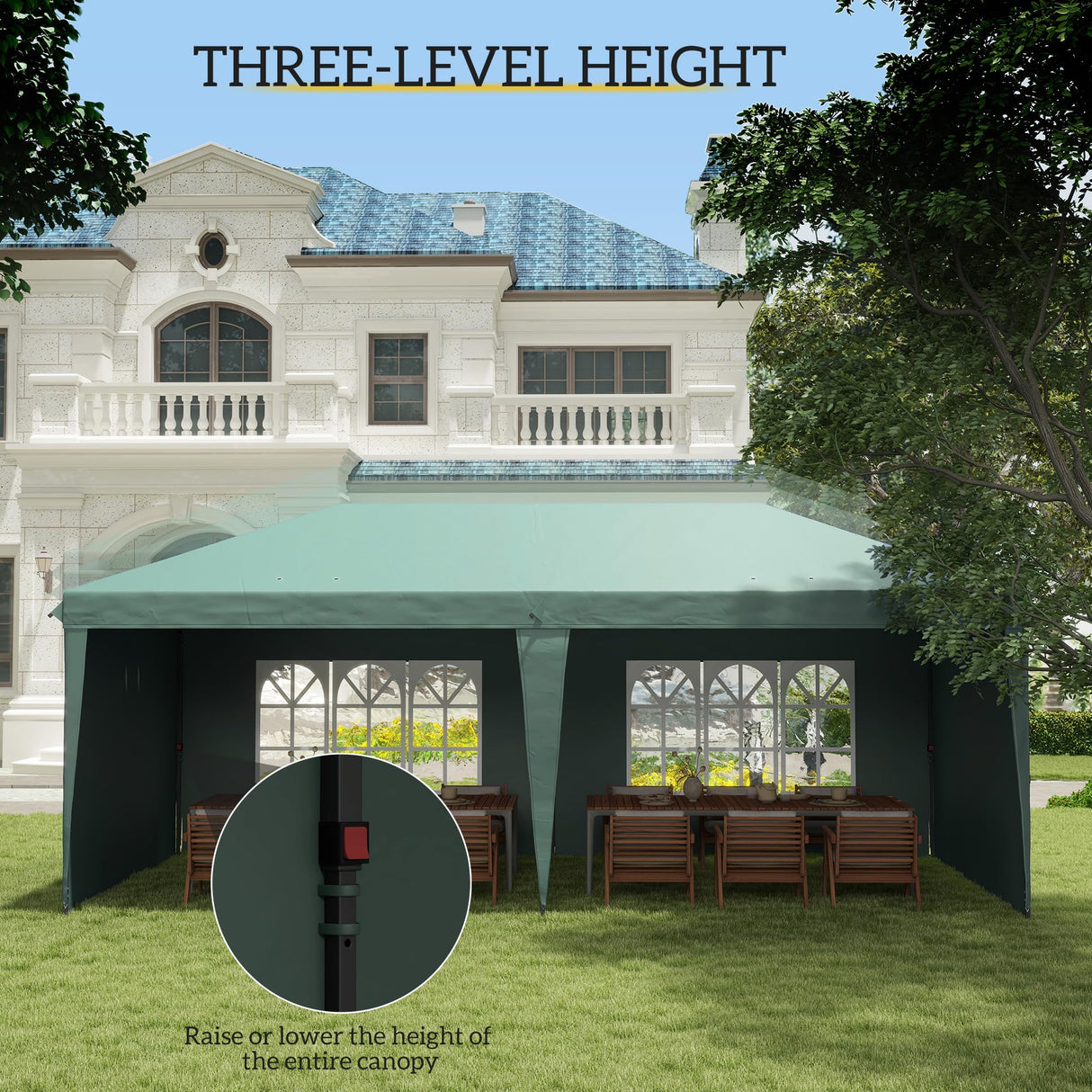 Outsunny 10' x 20' Pop Up Canopy Tent with 4 Sidewalls, Heavy Duty Tents for Parties, Outdoor Instant Gazebo with Carrying Bag for Garden, Patio, Green Outsunny