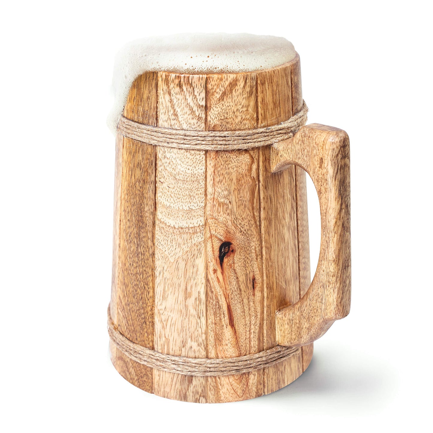 Norse Tradesman Wooden Beer Mug - 100% Handcrafted Ale Tankard - Includes Medieval Gift Sack - 32 oz - WoodArtSupply