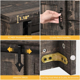 DWVO Farmhouse Sideboard Buffet Cabinet with Storage, Large Kitchen Storage Cabinet w/Sliding Barn Doors and Drawers for Dining Room, Living Rool, Dark Rustic Oak DWVO