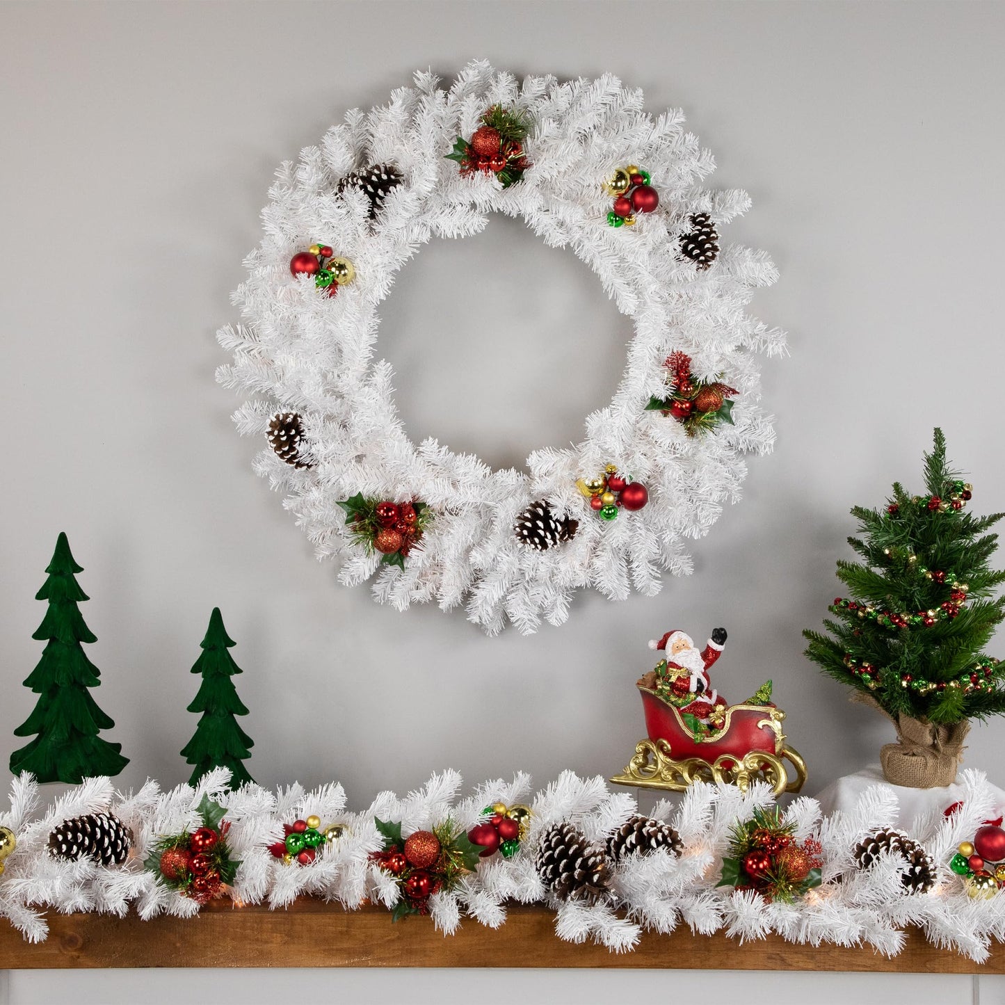 Northlight Unlit White Canadian Pine Artificial Christmas Wreath, 24"