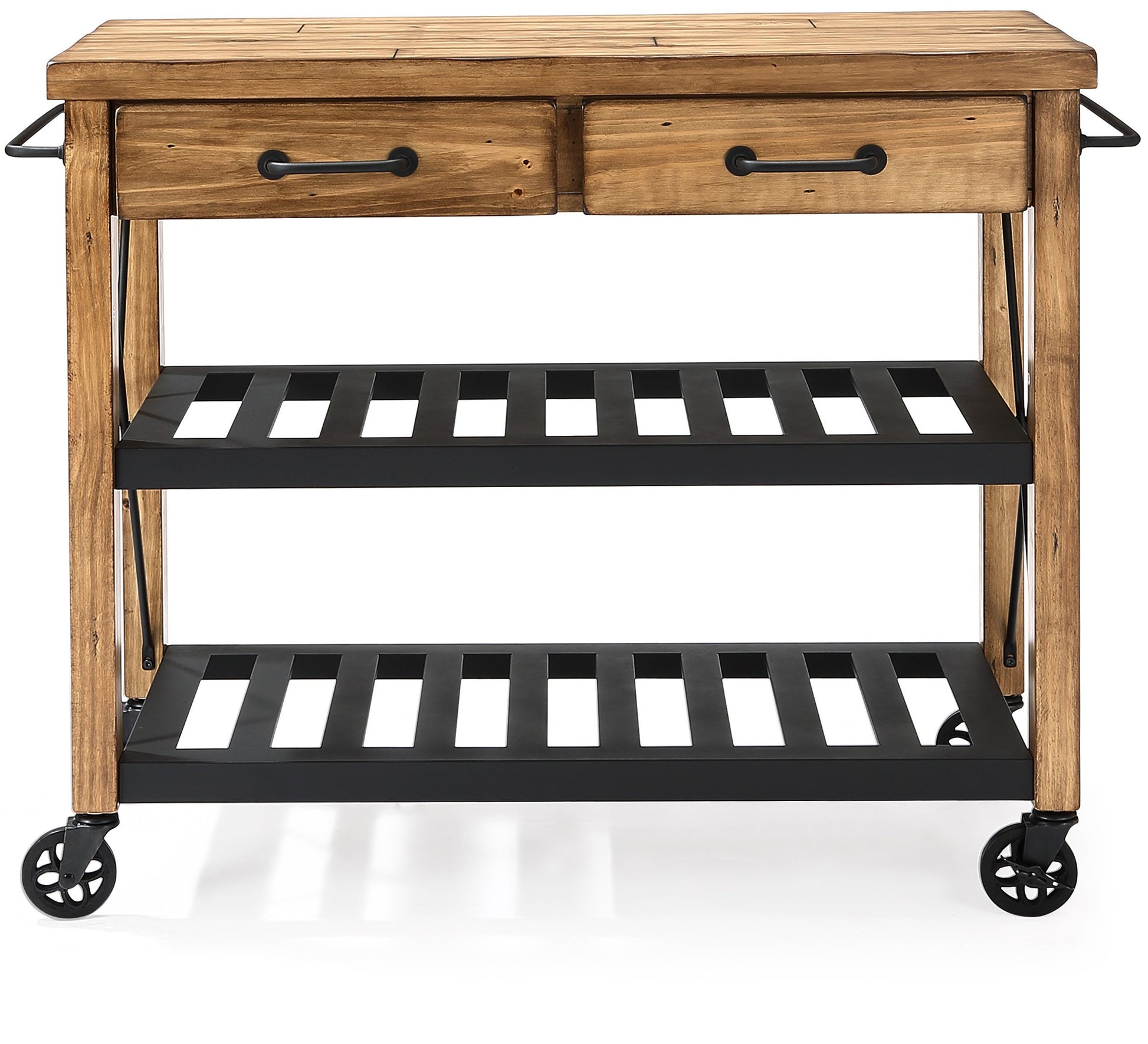 Crosley Furniture Roots Rack Industrial Rolling Kitchen Cart, Natural - WoodArtSupply