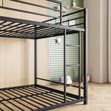 JURMERRY Metal Bunk Bed Full Over Full Beds with Sturdy Guard Rail & Ladder, Space-Saving Design No Box Spring Needed,Black JURMERRY